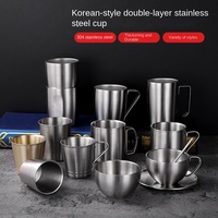 Tasse à bière d'eau en acier inoxydable 304 avec poignée tasse à thé à café à double paroi tasse de voyage en métal gobelet isolé