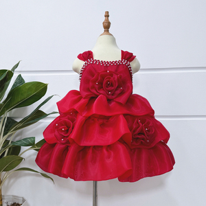 Robe de princesse haut de gamme pour filles, jupe courte à volants en mousseline de soie, décolleté en cœur, volants superposés pour les fêtes d'enfants, approvisionnement ODM - Product Image 4