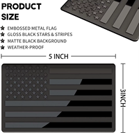 Autocollants en métal 3D en relief, emblème du drapeau américain tout noir (1 paire), noir mat, 5 pouces x 3 pouces, résistant aux intempéries, patriotique, drapeau américain