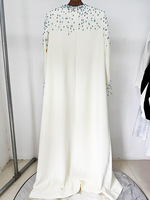 Robe de soirée longue blanche haut de gamme pour banquet, col rond, manches longues, ornée de perles lourdes, collection printemps