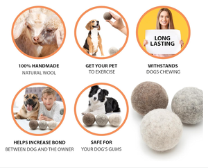 Köpekler için 2025 doğal el yapımı yün keçe toplar (3 adet) | Dayanıklı köpek çiğnemek oyuncak, köpek çiğnemek oyuncaklar diş çıkarma için Pet oyuncaklar Fetch oyunları - Product Image 2