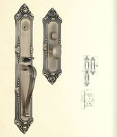 Serrure de porte de villa vintage de luxe en laiton massif poignée d'entrée extérieure serrure de porte avec poignée factice