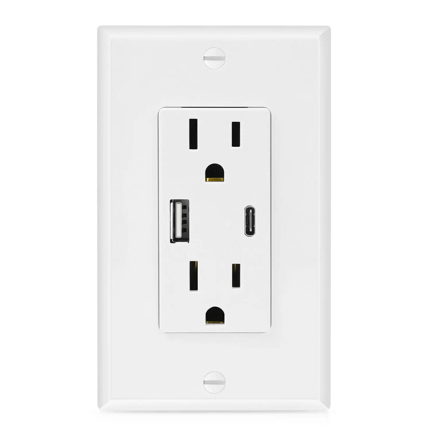 factory supply 15A 20A 125VAC GFCI double USB socket 4.2A 5V type C outlet