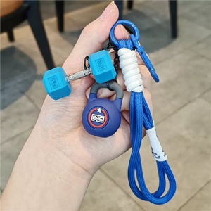 2026 Sport Lovers Decoration Handmade <b>Braided</b> Phone Strap Women Fashion Sport Backpack Charms Cute Dumbbel Keychain for Girls - Product Image 3