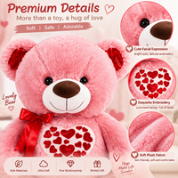 Peluche personnalisée Ours en peluche multi-cœurs avec coussinet d'amour pour cadeau de Saint-Valentin et fournitures pour fleuristes
