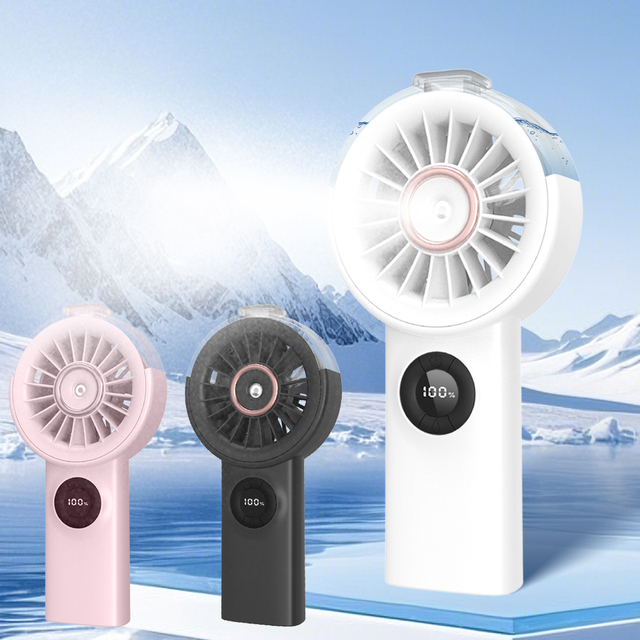 2026 USB Rechargeable Handheld Wearable Misting Fan 3600mAh Foldable Digital Display Battery Plastic Outdoor Car Household RV
