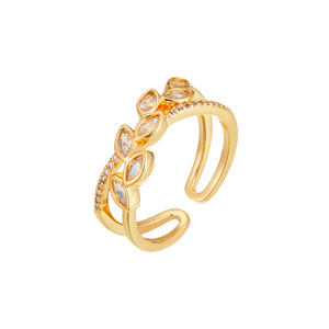 Wheat Ear Open Ring Gold Micro Pave Adjustable Index Finger Ring Party Jewelry - Product Image 5