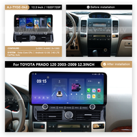 Autoradio multimédia Android 12,3 pouces avec GPS, lecteur vidéo, stéréo, Carplay Auto pour TOYOTA PRADO/120 2003-2009