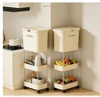 Boîte de rangement pour riz mobile Top Choice avec compartiment latéral, seau à riz hermétique, garde-riz pour cuisine et garde-manger