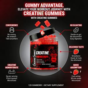 Gomitas <span class=keywords><strong>de</strong></span> Creatina Monohidrato Sin Azúcar, Suplemento Pre-Entrenamiento para Adultos, Apoyo para el Crecimiento Muscular, Fuerza y Energía - Product Image 4