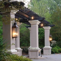 QUYANG décoration de jardin extérieure pierre naturelle pilier envie grande colonne romaine en marbre blanc rond avec Base