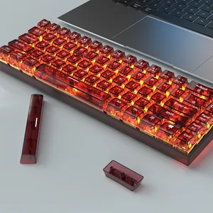لوحة مفاتيح 68 مفتاح شفافة يمكن تبديلها ساخنة لوحة مفاتيح للألعاب مزودة بإضاءة خلفية باللون الأحمر والأخضر والأزرق Gateron محور الكرز مفتاح أحمر لوحة مفاتيح ميكانيكية لاسلكية