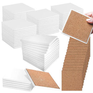 Carreaux de céramique pour artisanat bricolage sous-verres carreaux de céramique blancs non glacés 4x4 avec tampons de support en liège avec encre à l'alcool ou verseur en acrylique - Product Image 1