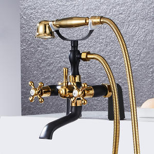 Rubinetti di riempimento per <span class=keywords><strong>vasca</strong></span> in ottone romano in stile Vintage Kit rubinetto per doccia per <span class=keywords><strong>vasca</strong></span> da bagno <span class=keywords><strong>con</strong></span> soffione doccia portatile a forma di telefono - Product Image 6