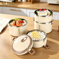 Boîte à lunch multifonctionnelle en acier inoxydable à 1/2/3 niveaux pour enfants, boîte à bento, conteneur alimentaire pour l'intérieur et l'extérieur