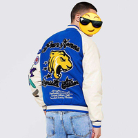 Veste universitaire d'hiver pour homme DCY, col rond, en cuir, coupe-vent, style hip-hop, motif lettres, logo personnalisé