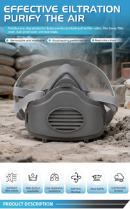 Respirateur demi-masque réutilisable avec valve respiratoire, protection contre la poussière et les gaz, masque réglable pour filtre à particules, fumée et brume - Product Image 6