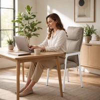 Chaise de bureau exécutive à 4 pieds Plush-Crest, dossier haut, cuir PU, cadre chromé, accoudoirs rembourrés, sièges pour salle de conférence, M06