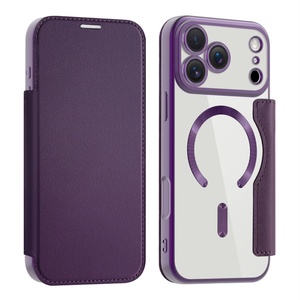 Funda de Cuero Magnética con Carga Inalámbrica para iPhone 17 16 15 Pro Max 14 13 12 Pro Max, Antigolpes, con Ranura para Tarjetas - Product Image 3