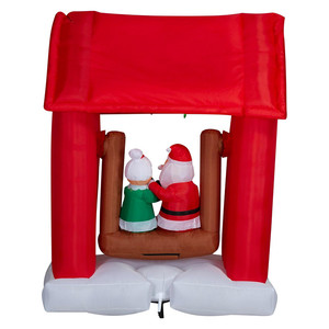 Gonfiabili Natalizi Economici 7FT, Babbo Natale e Signora Claus Animati su Altalena con Luci LED Integrate - Product Image 4