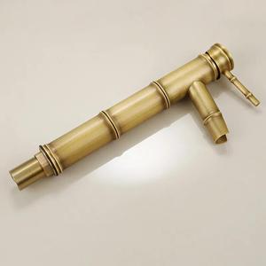 Grifo de Bañera de Latón Rústico de un Solo Orificio, Montado en la Cubierta, con Caño Alto de Acero Inoxidable, Estilo Moderno Retro para Baño - Product Image 3