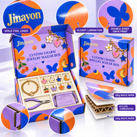 Boîte d'expédition personnalisée pour bijoux à breloques, kit d'emballage en papier, pochette en velours pour ensemble de bracelets et breloques
