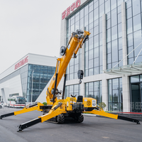 Grue araignée robuste Hengwang 11,5T, grue sur chenilles stable avec stabilisateurs, hauteur de levage 22m, alimentation diesel/électrique, certifiée CE
