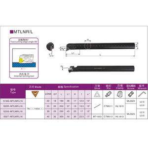 ที่จับเครื่องมือกลึงภายใน Dasan รุ่น S-MTLNR L มุมเฉียงหลัก 95 องศา สำหรับงานกลึง CNC ที่มีความเสถียรในการตัด - Product Image 2