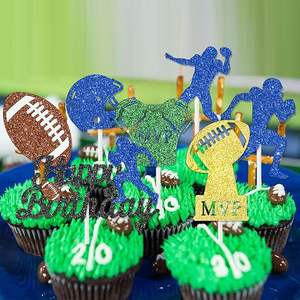 Adornos de Cupcakes con Purpurina de Fútbol Americano, Decoración para Fiestas de Cumpleaños, Baby Shower, Fiestas Infantiles con Temática Deportiva de Rugby - Product Image 4