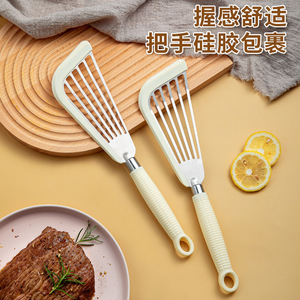 <b>Silicone</b> Stainless Steel Spatula Fan Shaped Butterfly Handle For Frying Fish Non Stick Pan Cooking <b>Tool</b> High Temperature - Product Image 4