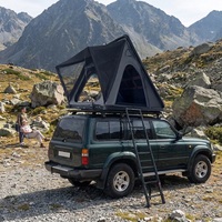 Tente de toit rigide de luxe en tissu gris et coque noire, ouverture rapide, pour SUV