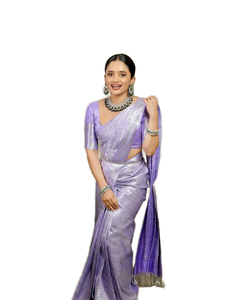 Sari de Seda Suave de Lujo, Diseño Tradicional Reversible, Tejido Banarasi con Cobre y Zari, Ideal para Bodas de Verano, Fiestas y Diwali en India - Product Image 1