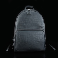 Sac à dos en cuir d'alligator mat de luxe pour hommes - Sac à dos artisanal en cuir de ventre de crocodile teint à la main