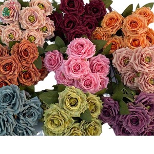 Fleur artificielle en soie rose britannique à 7 têtes, 43 cm, couleur orange, pour décoration de mariage, fleur artificielle d'intérieur - Product Image 2