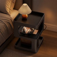 Table d'appoint au design ajouré, table de chevet multi-niveaux à rangement ouvert, petite table basse compacte pour salon et petits espaces