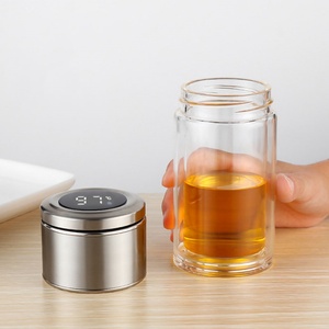 Mug intelligent 230 ml avec infuseur à thé, tasse de camping en verre isolée sous vide, double paroi, style bohème, couvercle, résistant à l'eau bouillante - Product Image 2