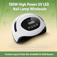 Lámpara de Uñas Profesional Personalizada Directo de Fábrica, 180W, 60 LED UV, Fuente de Luz Dual, Sensor Infrarrojo, 4 Tiempos para Venta en Línea