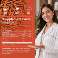 Pastilles de caféine avec L-Théanine 120mg, caféine naturelle 80mg, vitamines B6 et B12, complément alimentaire, 90 unités