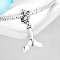 Véritable 925 sterling argent Sirène Poisson Océan Bleu Émail Charmes Perles Ajustement Charmes Bracelets Fabrication De Bijoux Dropshipping