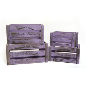 Set of 4 Rustic Wood Craft Nesting Home Organizer Storage Box