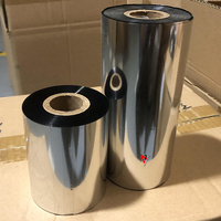 Film PET Transfer Termal 300M 450M Pita Printer Barcode Tahan Suhu Tinggi untuk Pencetakan Label