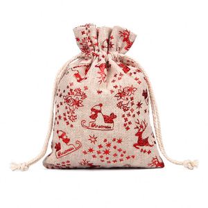 Sac à cordon en lin multicolore pour les fêtes de mariage, emballage de bonbons, logo personnalisé, pochette cadeau en toile de jute - Product Image 2