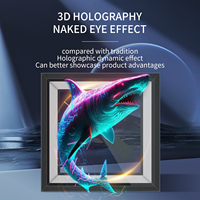 Ventilateur holographique 3D connecté en Wifi, taille de l'écran 15 cm, contrôle par application mobile, ventilateur 3D avec boîtier carré en bois