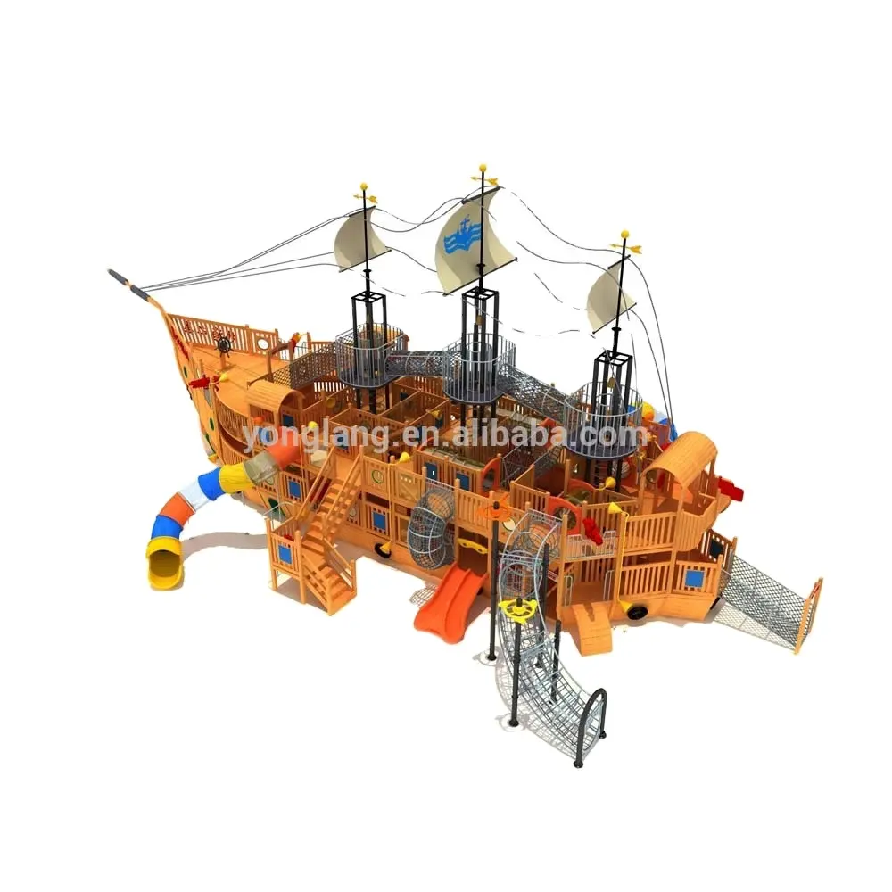 YL22398-03 New Outdoor Playground Equipment Kids Wood Ships Playground For Sale