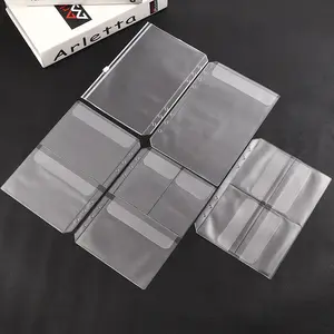 Carpeta de PVC A5, bolsillo transparente con cremallera, 6 anillos, carpeta