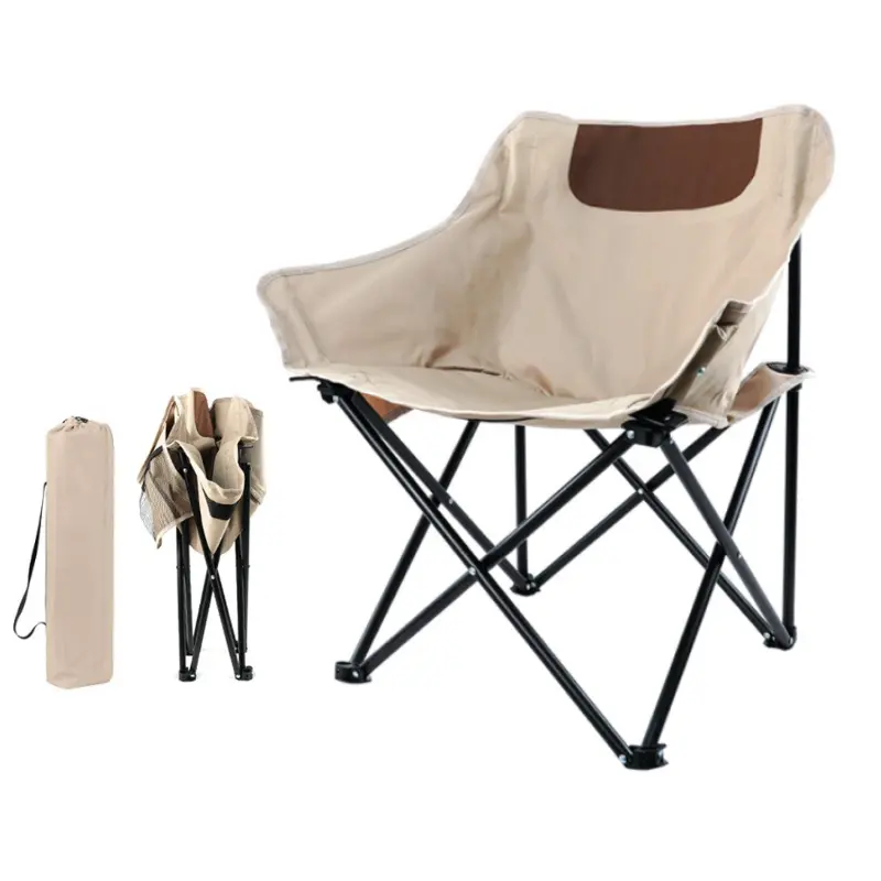 Viagem espacial portátil ao ar livre dobrável reclinável Back Chair Camping Folding Moon Chair Leisure Lunch Rest Beach Chair