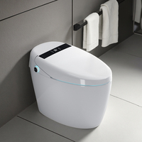 WC automatique sur pied au design moderne, allongé, avec télécommande, intelligent, double chasse d'eau, siège chauffant, couleur blanche