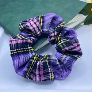 ربطات شعر مخصصة بنمط مربعات باللون الوردي والأزرق والأرجواني مصنوعة من البوليستر للفتيات من الشركات المصنعة لإكسسوارات الشعر - Product Image 6