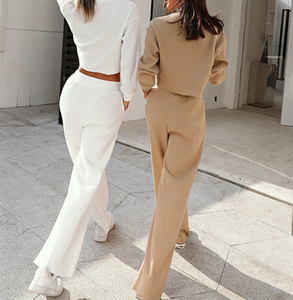 Conjunto de suéter informal nuevo de otoño e invierno para <span class=keywords><strong>mujer</strong></span> europea y <span class=keywords><strong>americana</strong></span> de dos piezas para <span class=keywords><strong>mujer</strong></span>, conjunto de dos piezas para <span class=keywords><strong>mujer</strong></span> - Product Image 4