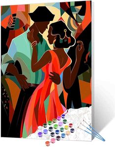 Kit de Pintura por Números Songwoo Boho Artwork DIY, Pintura para Principiantes, Pareja Africana Negra, Amor Romántico, Ideal para Festivales de Danza - Product Image 1